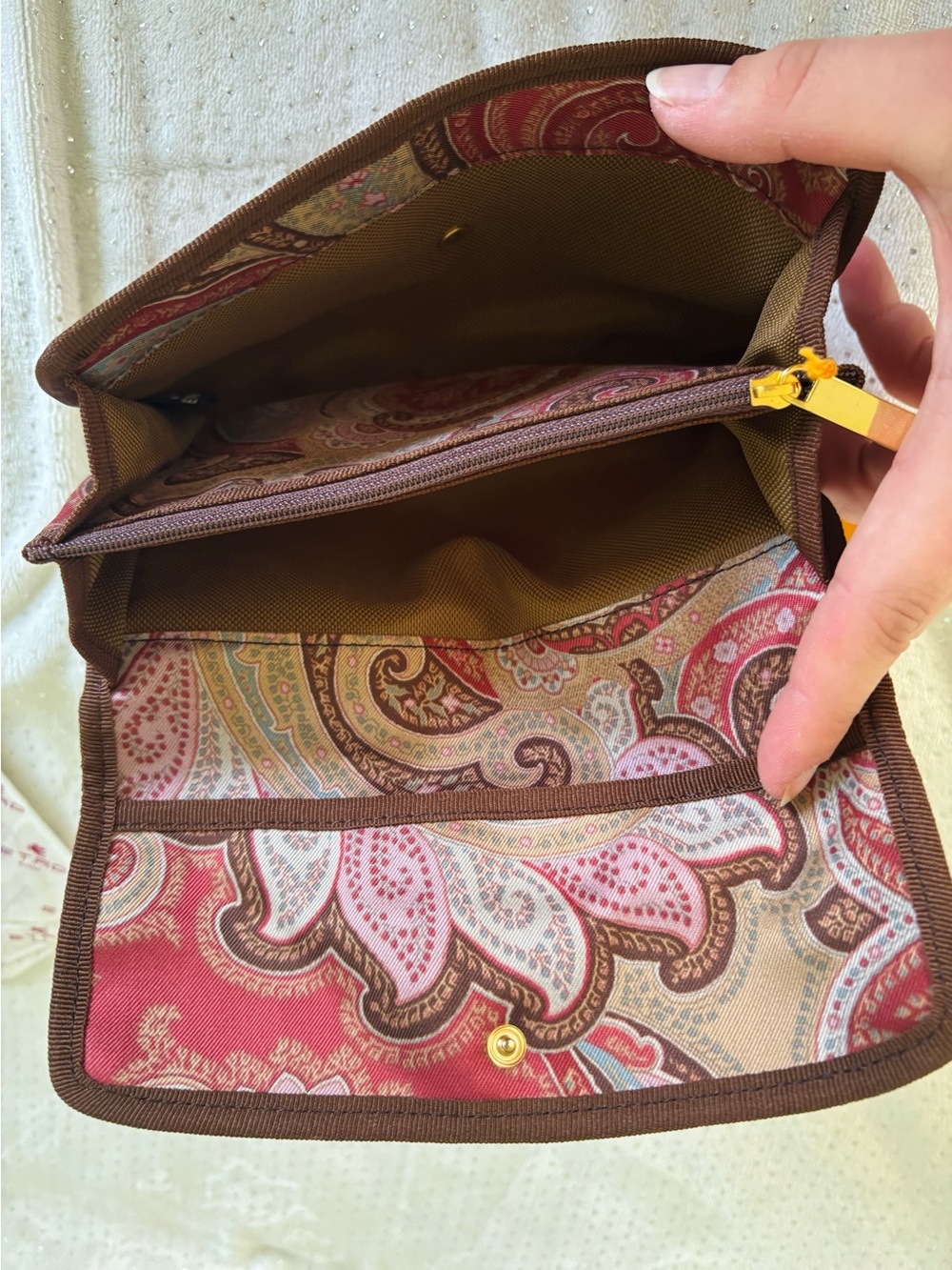 Etro Paisley Fold-Over Clutch in Red/Brown/Beige Paisley NWT! - Picture 6 of 6
